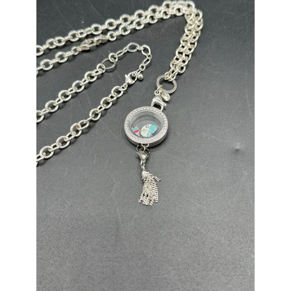 Origami Owl Living Locket Tassel Necklace Silver Chain Camper Ice Cream Charm